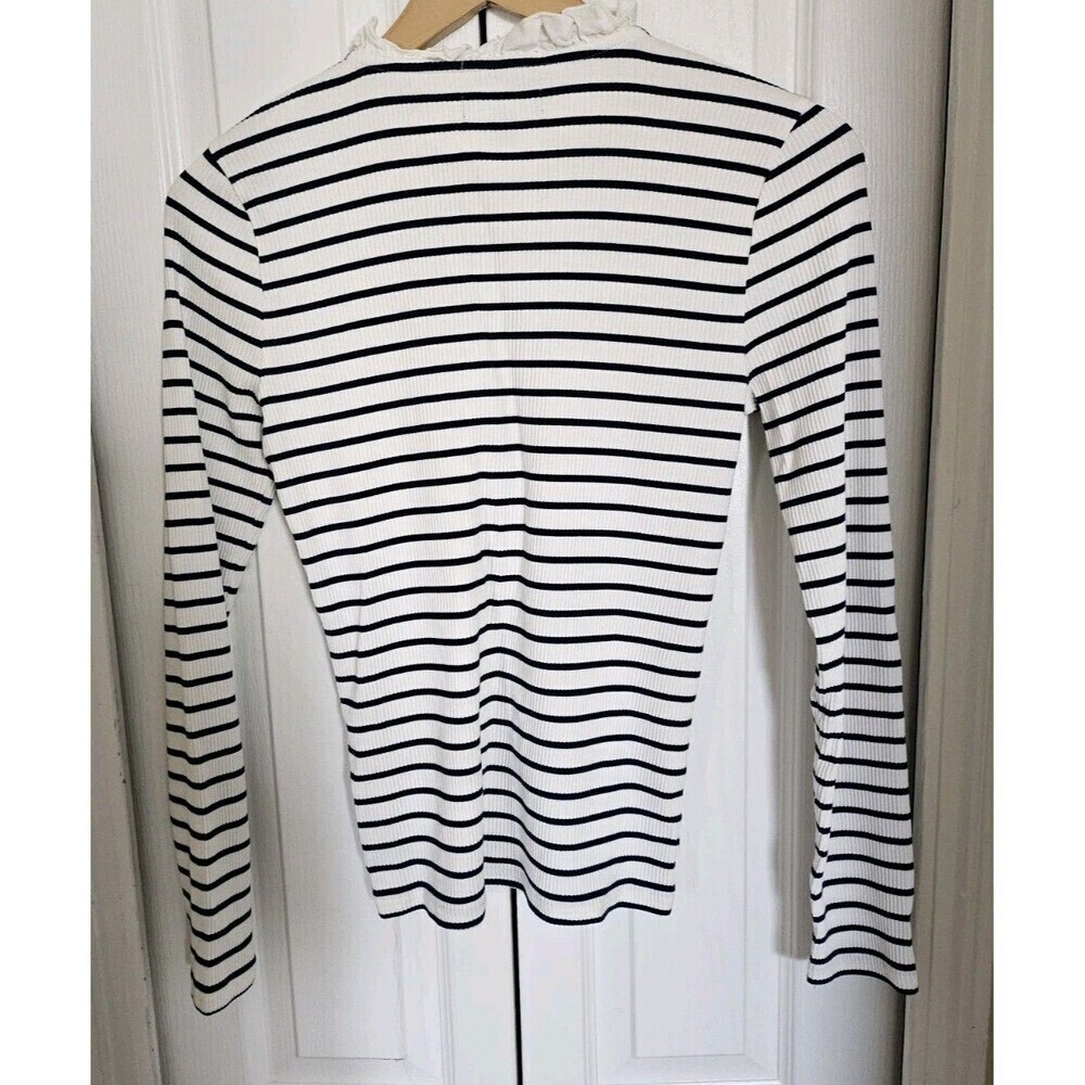 J. Crew Women's Ruffle-collar Long-Sleeve Shirt shirt instriped vintage Sz Small - Picture 11 of 16